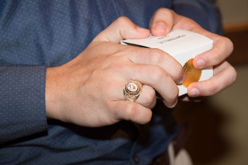 Glen Fontenelle wears his UMHB class ring for the first time