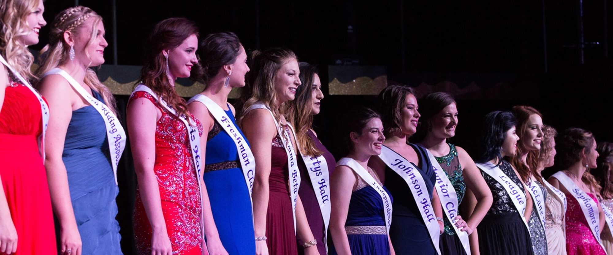 Miss Mary Hardin-Baylor Contestants in their evening gowns.