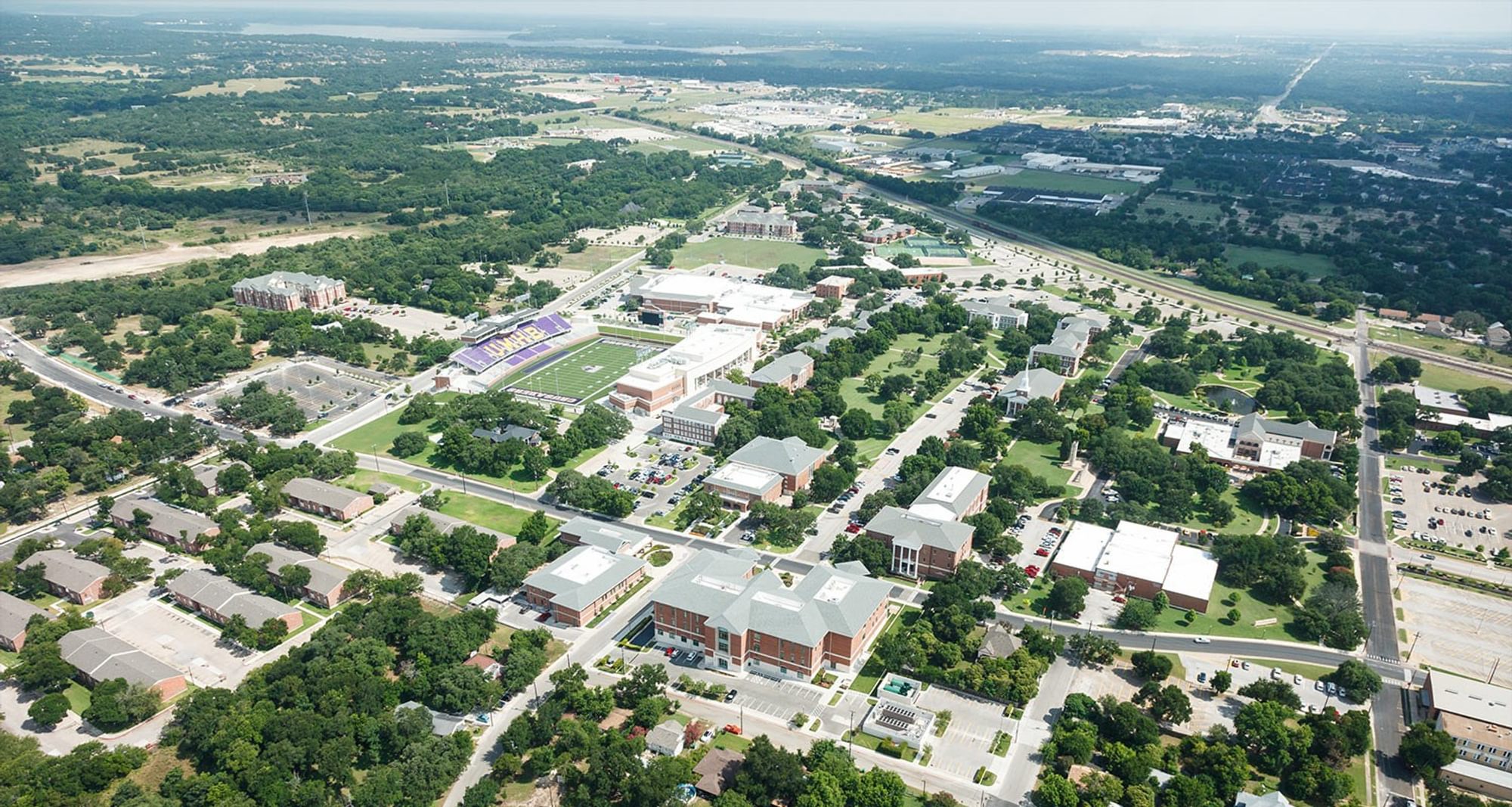 Aerial photo of UMHB's campus
