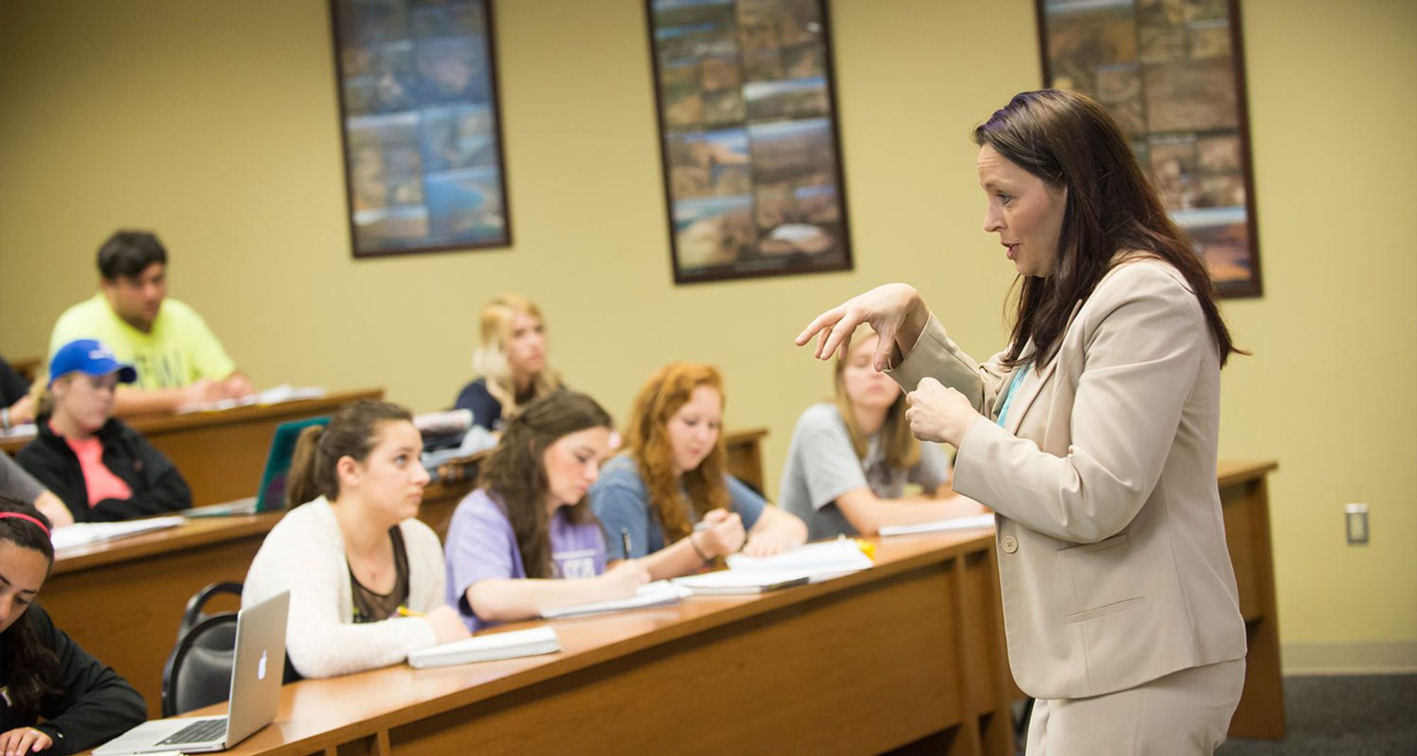 Dr. Renate Hood teaches a Christian Studies class