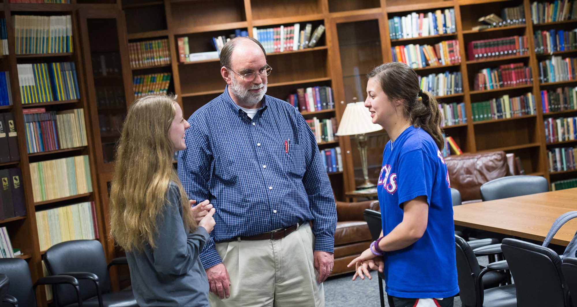 Both students and professors use the resources in the Center for Baptist Studies located on the second floor of Meyer Christian Studies Center. Both students and professors use the resources in the Center for Baptist Studies located on the second floor of Meyer Christian Studies Center.