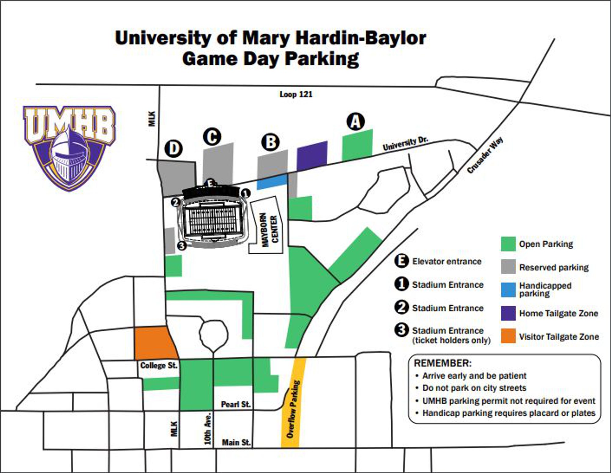 Crusader Stadium Parking Map