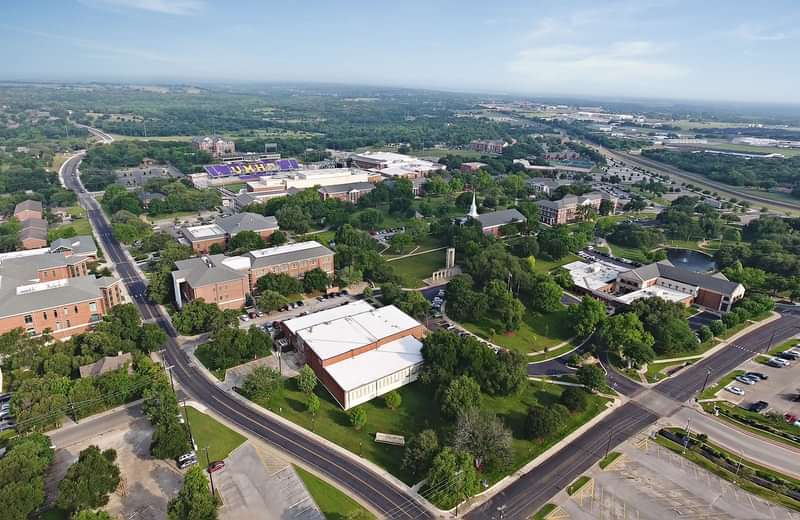 Aerial photo of UMHB's beautiful campus