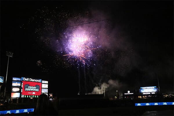 Post game fire works at dell dimond baseball park in round rock Texas