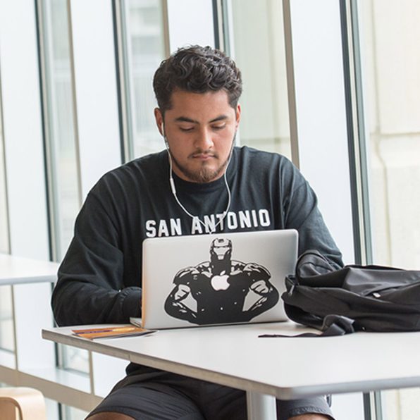 Student working on computer in Bawcom