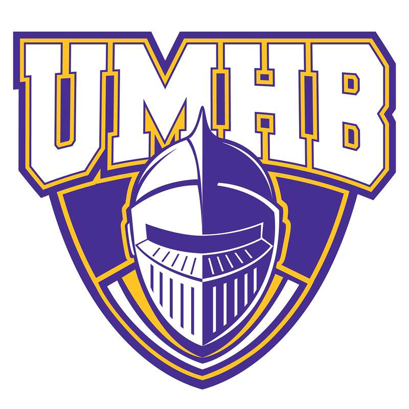The UMHB Crusader logo is a shield with the helmet of a knight in it. The UMHB Crusader logo is a shield with the helmet of a knight in it.