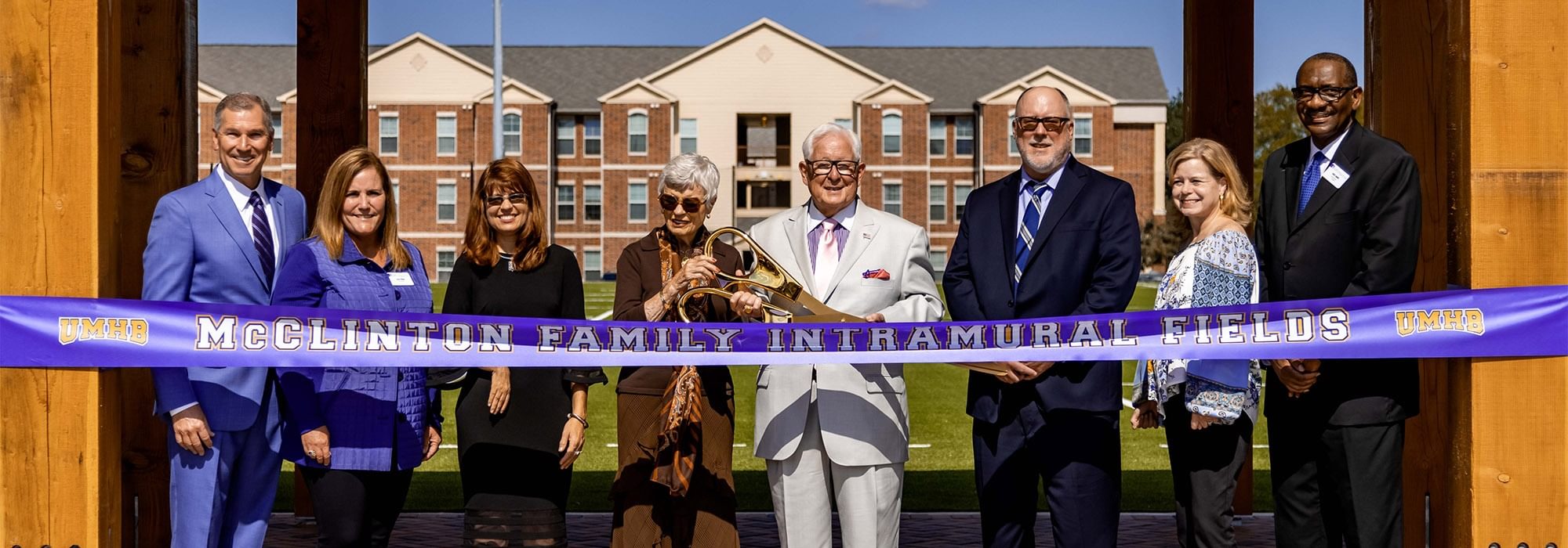 UMHB Dedicated McClinton Family Intramural Fields with Students and Special Guests