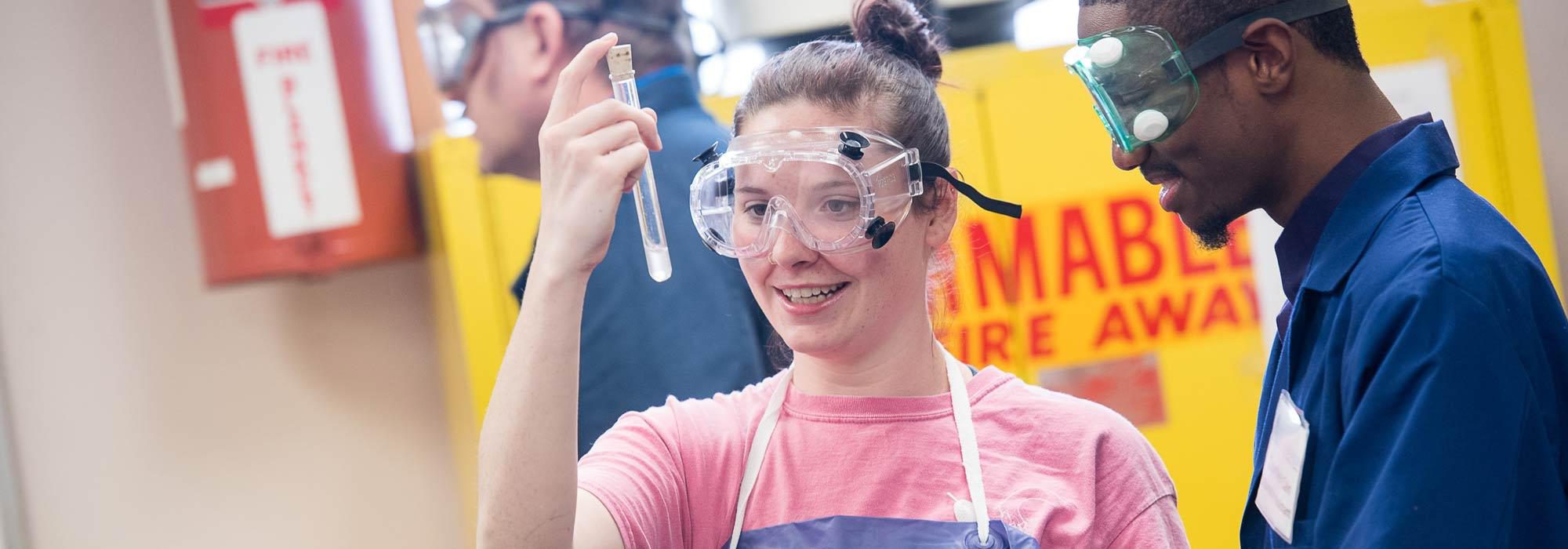 Chemistry degree students conducting chemical research at UMHB.