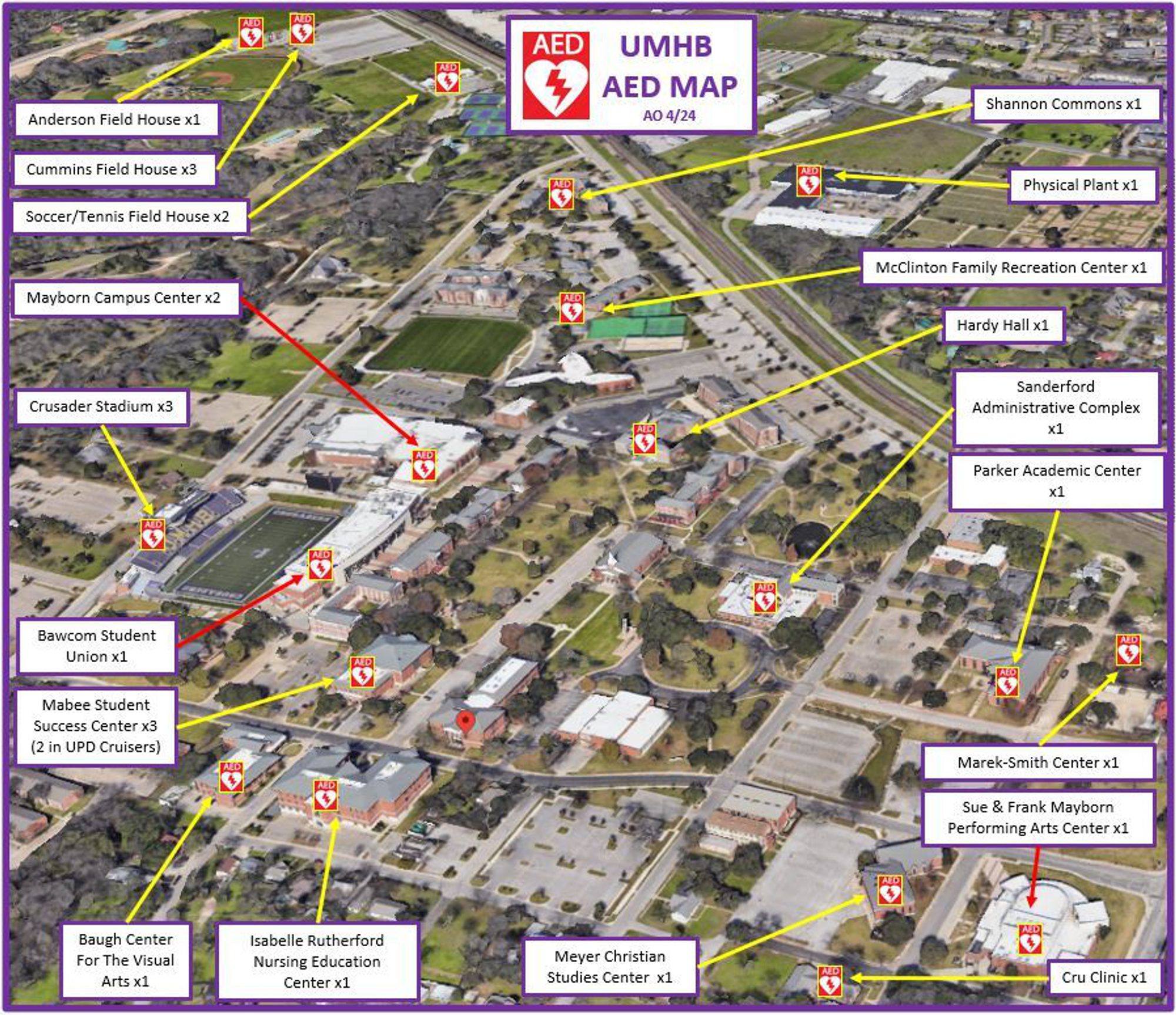 A Map of Campus AED Locations