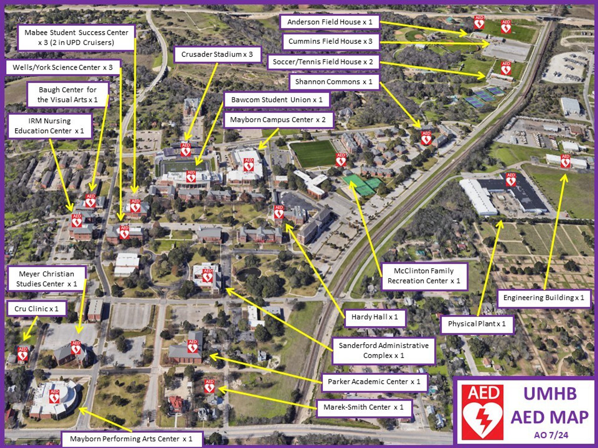A Map of Campus AED Locations A Map of Campus AED Locations