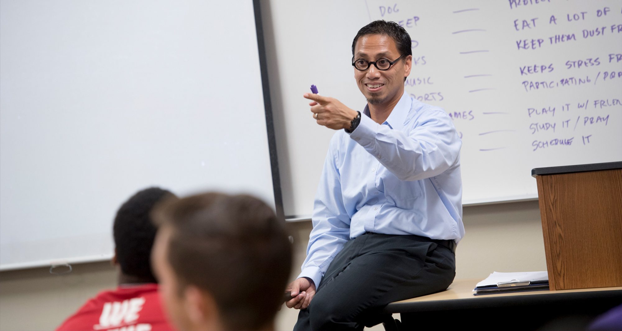 Dr. Lester Sombito lectures a class of EXSS students Dr. Lester Sombito lectures a class of EXSS students