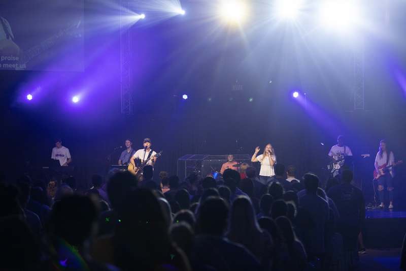 Chapel worship band leading worship August 18, 2021